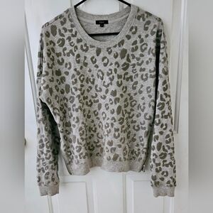 Rails Marlo Flocked Gray Leopard Long Sleeve Pullover